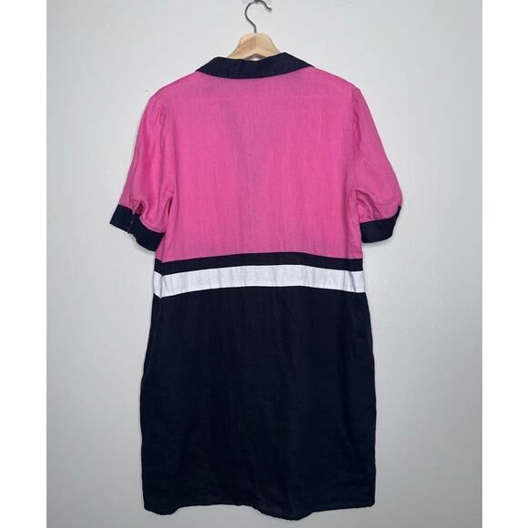 Court & Rowe Of Land and Sea Color Block Button Up Shirt Dress Pink/Blue Medium - Picture 7 of 7